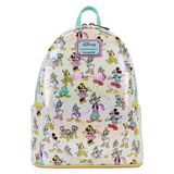 Disney100 Mickey & Friends Classic All-Over Print Iridescent Mini Backpack With Ear Headband (Front without ear headband with bow)