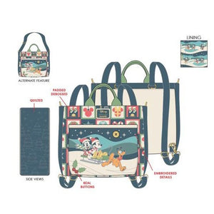 Loungefly Disney Mickey and Minnie Holiday Convertible Tote Bag