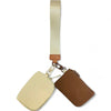 Dual Color Wallet Keychain Wristlet Brown Ivory