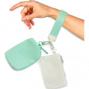 Dual Color Wallet Keychain Wristlet Mint White