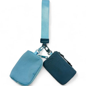 Dual Color Wallet Keychain Wristlet Navy Light Blue