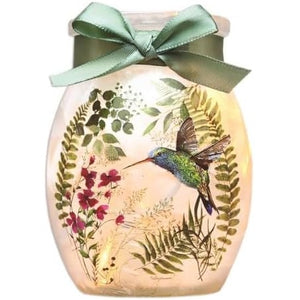 Spring Greens with Hummingbird Pre-Lit 4" Jar w/ Ribbon