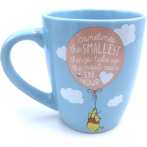 Winnie the Pooh Balloon Quote Sometimes the Smallest Things Take Up The Most Room in Your Heart 25 Oz. Jumbo Curved Ceramic Mug