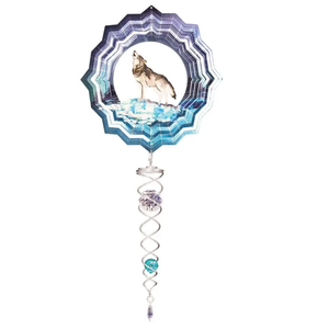 3D Wolf Mini 6.5" Wind Spinner and 7.5" Crystal Twister Set