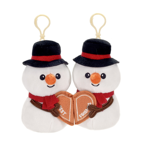 5.5" Snowman Besties with Magnetic Hearts Set of 2 Stuffed Plush Keychains
