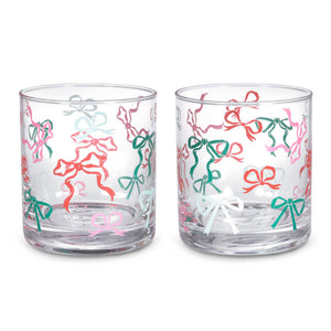Hallmark Lacey Chabert Collection Holiday Bow Drinking Glasses, Set of 2