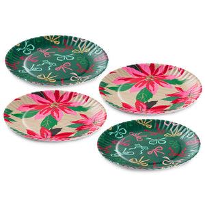 Hallmark Lacey Chabert Collection Bow and Poinsettia Appetizer Plates, Set of 4