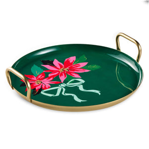 Hallmark Lacey Chabert Collection Poinsettias on Green Serving Tray, 13"