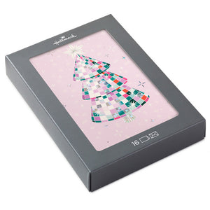 Hallmark Geometric Tree on Pink Boxed Christmas Cards