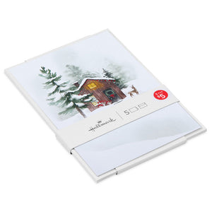 Hallmark Deer and Cabin in Snow Packaged Christmas Cards
