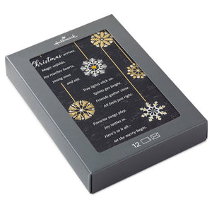 Hallmark Foil Ornaments on Black Boxed Christmas Cards Pack