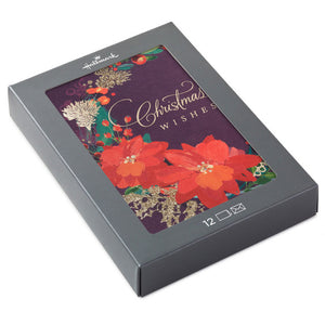 Hallmark Poinsettia Wreath Boxed Christmas Cards Pack