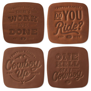 Hallmark Yellowstone Dutton Ranch Bonded Leather Coasters, Set of 4