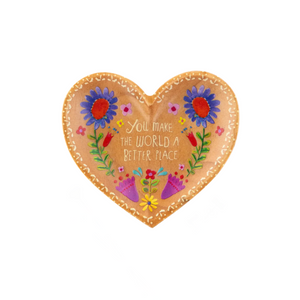 You Make the World A Better Place Wooden Heart Trinket Dish, 3.75"
