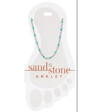 Sand & Stone Silver Petite Blue Beaded Chain Stainless Steel Fashion Anklet
