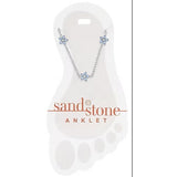 Sand & Stone Silver Air Blue Opal Flower Stainless Steel Fashion Anklet