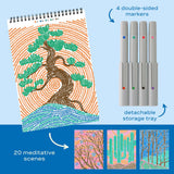 FlowArt Dot-By-Letter Landscapes Meditative Dotting Activity Book & Markers