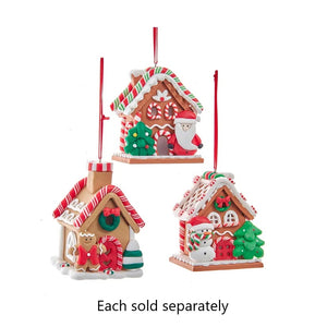 3.5" Peppermint Candy Gingerbread House Ornament