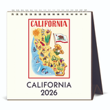 California Destinations Vintage Art 2026 Easel Desk Calendar