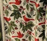 Red Cardinal Birds and Holly Berries Holiday Sherpa Blanket Throw 50"x60"