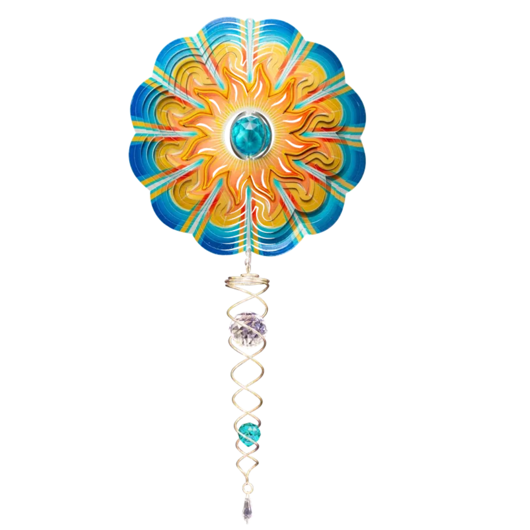 Crystal Aqua Sun Mini 6.5" Wind Spinner and 7.5" Crystal Twister Set