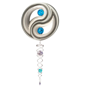 Crystal Ying Yang Mini 6.5" Wind Spinner and 7.5" Crystal Twister Set
