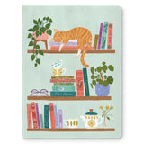 Cozy Reads Orange Tabby Cat Naps on Book Stack Journal