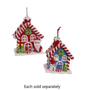 4" Battery Operated LED Lighted Claydough Candy House Ornament