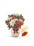Festive Poinsettias Fresh Cut Paper Flowers Pop-Up Mini Bouquet