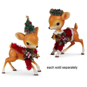 7.5" Retro Holiday Fawn Deer Figurine
