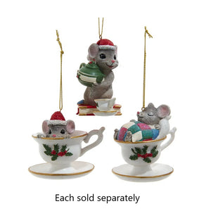 3" Nostalgic Mouse with Teacup Ornament