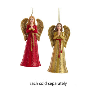 4.75" Glitter Red or Gold Praying Angel Ornament