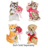 Pawsitively Loved Cat Dog with Rose Bouquet Figurine 3"