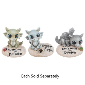 Magical Little Dragon Garden Message Rock, 3.25"