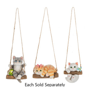 Kitty Cat with Garden Critter Hanging and Swinging Ornament 2.5"