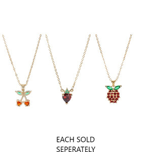 Love You Berry Much Fruit Necklace Strawberry Cherry