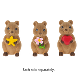 The Happy Little Quokka Holding Yellow Star, Flower, or Red Heart Figurine 3.125"