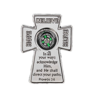 He Will Direct Your Path Compass Cross Token Charm