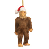 Furry Bigfoot with Santa Hat Ornament 5.5"