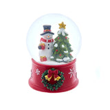 5" Snowman with Tree Wind-Up Musical Water Globe with Wreath Base Plays We Wish You A Merry Christmas