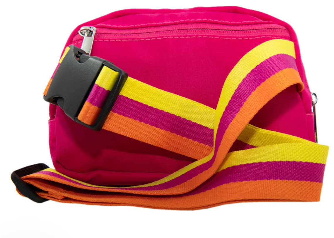 Hot Pink Katydid Fanny Pack Belt Bag with Striped Strap Steve's Hallmark