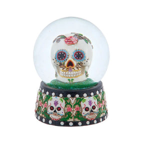 100mm Day of the Dead Water Globe with Sculpted Green Base