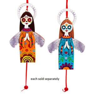 Pull-String Day of the Dead Angel Praying Ornament, 6.87"