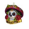3.5" Day of the Dead Skull with Gecko Glass Ornament