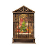 10" Santa with Tree Lighted Glitter Water Lantern