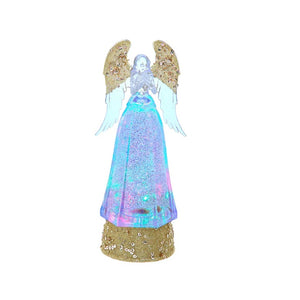 10" Glitter Water Angel in Clear and Gold