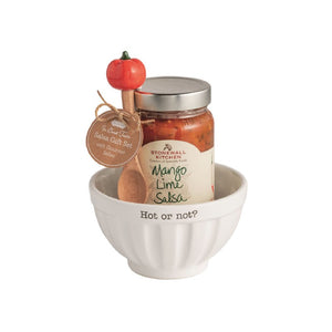 Gourmet Salsa Bowl with Stonewall Kitchen Mango Lime Jar Gift Set of 3