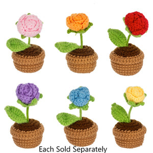 Crochet Mini Rose Flower Pot