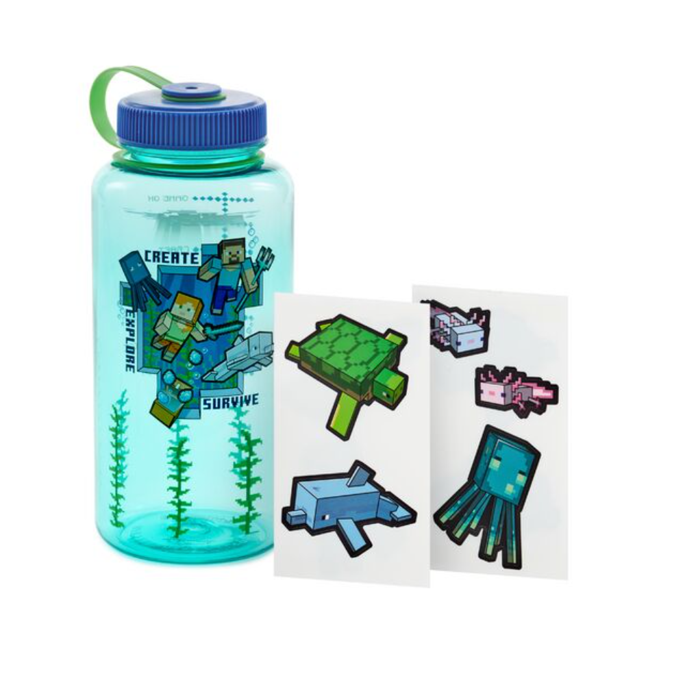 Hallmark Minecraft Water Bottle with Stickers, 32 Oz. โ Steve's Hallmark