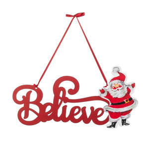 12" Believe Door Hanger with Nostalgic Vintage Santa Door Hanger